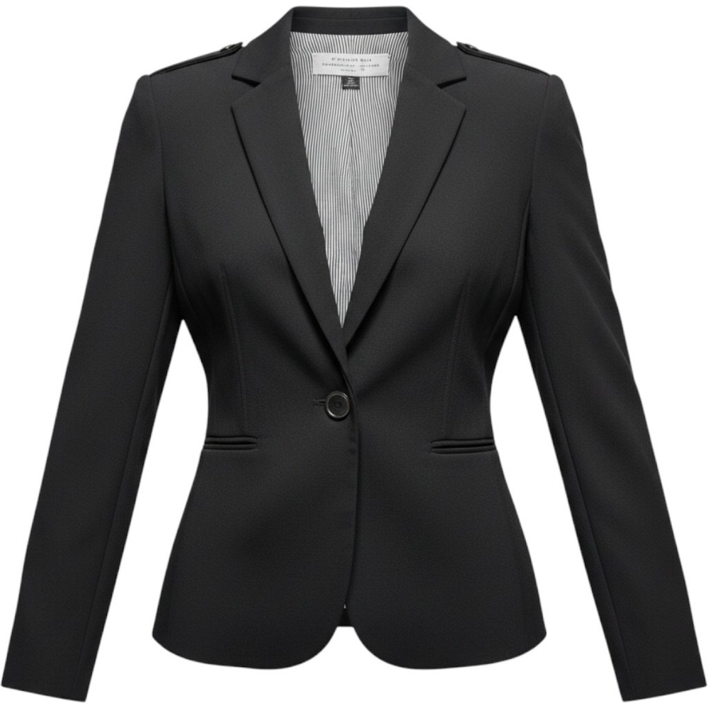 Tahari Blazer Womens 0P Black Excellent Military Epaulette Tailored Jacket‎
